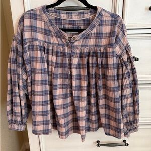 We the free plaid blouse